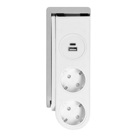 Listwa zasilająca biurkowa typu Schuko z ładowarką USB i sprężynowym zaciskiem mocującym