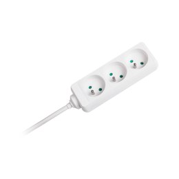 Przedłużacz biały Rebel 3 gniazda, kabel 3m (3x1,5mm), bez przełącznika Rebel