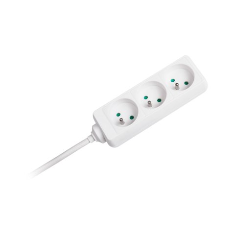 Przedłużacz biały Rebel 3 gniazda, kabel 3m (3x1,5mm), bez przełącznika Rebel