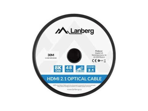 LANBERG KABEL HDMI M/M V2.1 30M 8K OPTYCZNY AOC CA-HDMI-30FB-0300-BK Lanberg