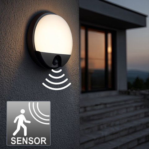 Lampa LED z czujnikiem ruchu Maclean , czujnik ruchu na podczerwień, kolor szary, 15W, IP54, 1100lm, MCE291 GR