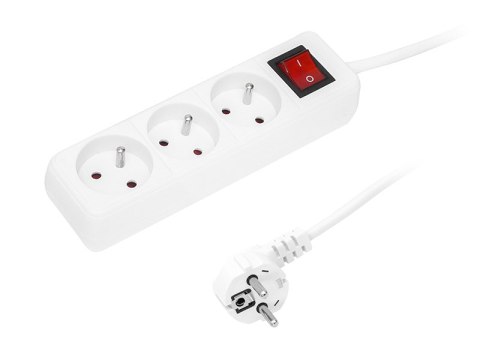 Prodlužovací kabel PR-370WSP, 3-zásuvkový s uzemněním + jistič 5m, bílý 3x1,5mm Blow