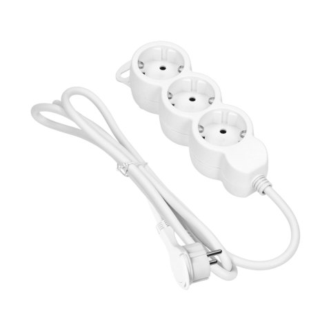 Przedłużacz 3-krotny 2P+Z (Schuko), 3m H05VV-F 3x1,5mm2, Imax=16A, płaska wtyczka, biały Orno