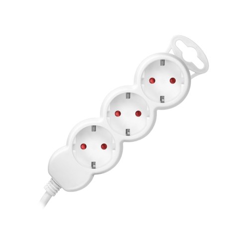 Przedłużacz 3-krotny 2P+Z (Schuko), 3m H05VV-F 3x1,5mm2, Imax=16A, płaska wtyczka, biały Orno