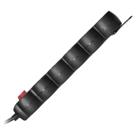 Przedłużacz 5-krotny 2P+Z (Schuko), z wyłącznikiem, 3m H05VV-F 3x1,5mm2, Imax=16A, płaska wtyczka, czarny Orno