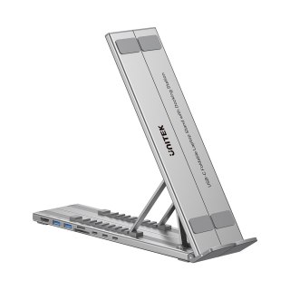 UNITEK PODSTAWKA POD LAPTOP REGULOWANA + HUB USB-C/A, HDMI 2.0, PD 100W UNITEK