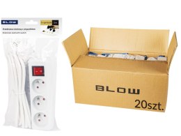 Przedłużacz sieciowy pr-370wsp 3-gniazda z uziemieniem+wyłącznik 5m biały 3x1,5mm opakowanie Blow