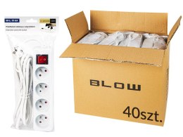 Mains extension cable pr-470wsp 4-sockets with grounding + switch 1.5m white 3x1.5mm Blow package