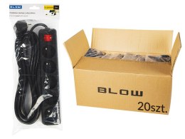 Síťový prodlužovací kabel PR-570WSP, 5 socketů s uzemněním + jistič 5m, černý 3x1,5mm Blow package