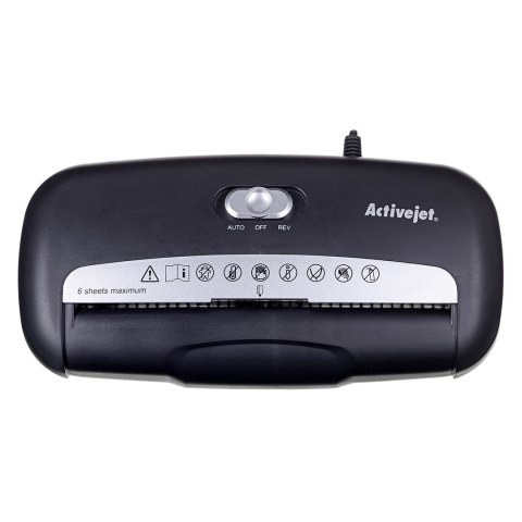 Niszczarka Activejet ASH-0601S, P-2, 10 l, pasek 6 mm, 6 kartek, czarna. Activejet