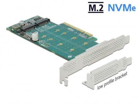 Delock PCI Express x8 Card 2 x internal NVMe M.2 Key M - Bifurcation - storage controller - M.2 NVMe Card - PCIe 4.0 x8 DELOCK