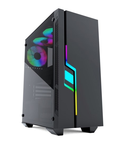 GEMBIRD OBUDOWA FORNAX 2000RGB MIDI-TOWER (USB 3.0, HD AUDIO) PODŚWIETLENIE RGB, GAMINGOWY DESIGN, CZARNA GEMBIRD