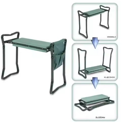 Klęcznik Ogrodowy Taboret Krzesełko Składane Z Przybornikiem 3w1 LEAN