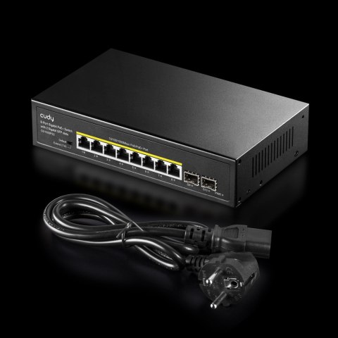 Cudy GS1008PS2 łącza sieciowe Nie zarządzany Gigabit Ethernet (10/100/1000) Obsługa PoE Czarny CUDY