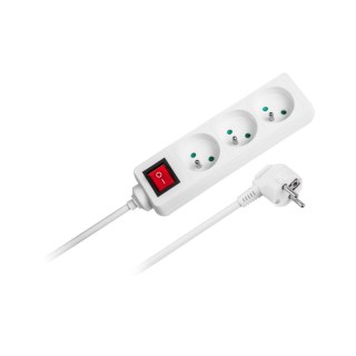 Przedłużacz biały Rebel 3 gniazda , kabel 3m (3x1,5mm) z przełącznikiem Rebel