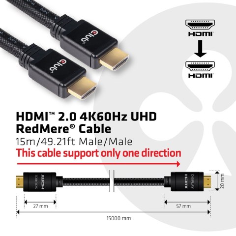 CLUB 3D CAC-2314 HDMI 2.0 4K60Hz RedMere cable 15m Club 3D