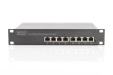 Digitus 10-calowy 8-portowy przełącznik Gigabit Ethernet PoE DIGITUS