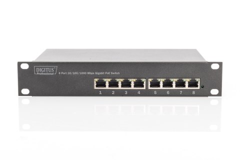 Digitus 10-calowy 8-portowy przełącznik Gigabit Ethernet PoE DIGITUS