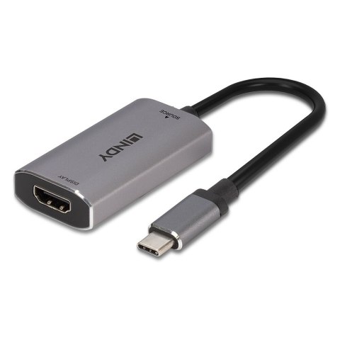 Lindy 43327 adapter kablowy 0,11 m USB Type-C HDMI Czarny, Szary LINDY