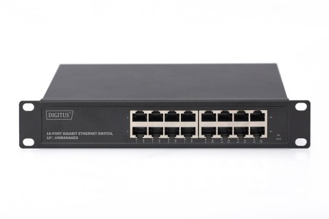 Digitus 16-portowy przełącznik Gigabit Ethernet DN-80115 Niezarządzalny zasilacz do montażu w szafie typu Wewnętrzny DIGITUS