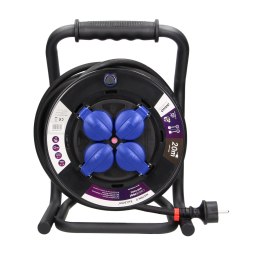 Przedłużacz bębnowy profesjonalny IP44, 4 gniazda 2P+Z (schuko), kabel gumowy olejoodporny, H07RN-F 3x2,5mm2, długość 20m, unika Orno