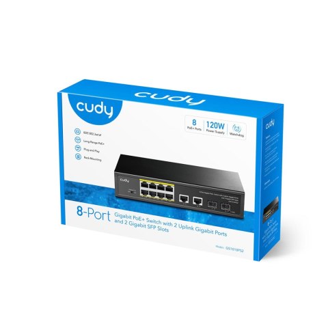 Switch CUDY GS1010PS2 8-GbE PoE z 2 portami CUDY