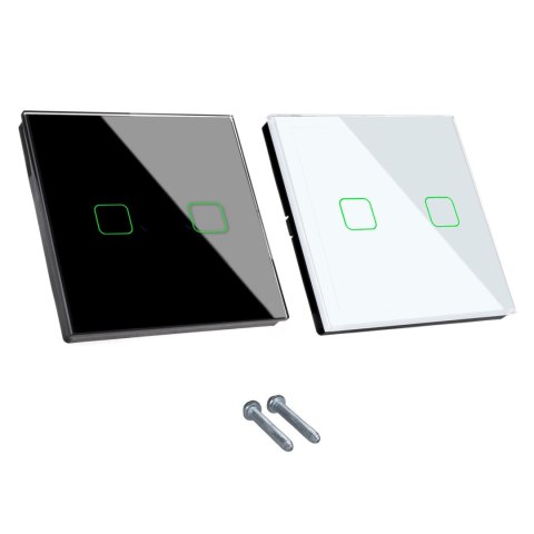 Dotykowy włącznik światła Maclean, podwójny, SMART, Tuya APP, szklany, biały z kwadratowym podśw. przycisku, 86x86mm, MCE717W Maclean