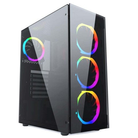 GEMBIRD OBUDOWA FORNAX 1500RGB MIDI-TOWER (2X USB 3.0, HD AUDIO, 4X FAN, PRZEZROCZYSTY PANEL BOCZNY) CZARNA GEMBIRD