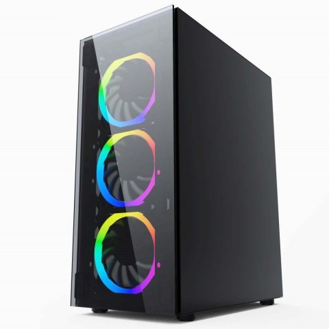 GEMBIRD OBUDOWA FORNAX 1500RGB MIDI-TOWER (2X USB 3.0, HD AUDIO, 4X FAN, PRZEZROCZYSTY PANEL BOCZNY) CZARNA GEMBIRD
