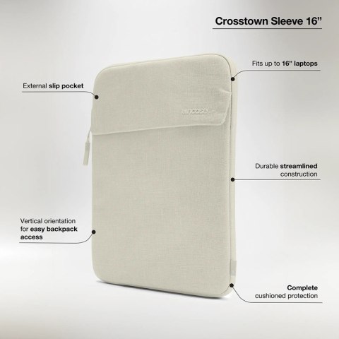 Incase Crosstown Sleeve with Woolenex - Pokrowiec z kieszenią MacBook Pro 16" (M4/M3/M2/M1/2024-2021) (Limestone) Incase