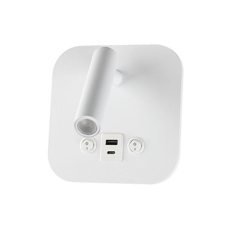 Oprawa LED V-TAC 8W COB CREE kinkiet biały hotel łóżko USB+USB C włącznik VT-80068-W 3000K 830lm