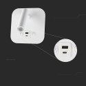 Oprawa LED V-TAC 8W COB CREE kinkiet biały hotel łóżko USB+USB C włącznik VT-80068-W 3000K 830lm
