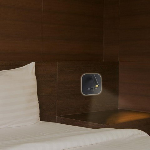 Oprawa LED V-TAC 8W COB CREE kinkiet czarny hotel łóżko USB+USB C włącznik VT-80068-B 3000K 830lm