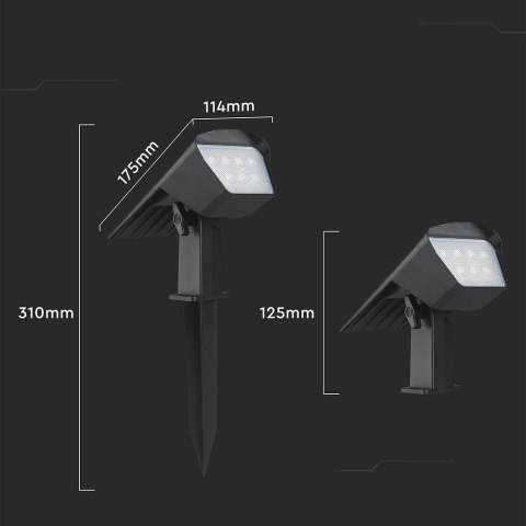 Oprawa ogrodowa 2w1 wbijana ścienna LED V-TAC solarna 1.3W IP65 VT-10183 3000K-4000K-6500K 100lm 3 Lata Gwarancji