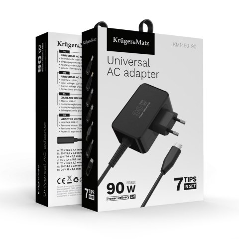 Zasilacz uniwersalny Kruger&Matz 90W z funkcją Power Delivery 7 końcówek Kruger&Matz