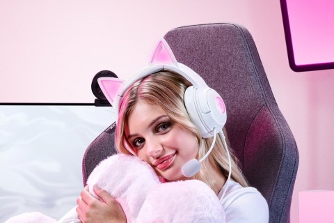 Zestaw słuchawkowy Razer Kraken Kitty V2 przewodowe nauszne z mikrofonem i redukcją szumów biały RAZER