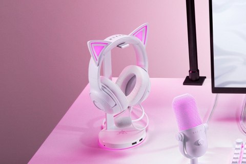 Zestaw słuchawkowy Razer Kraken Kitty V2 przewodowe nauszne z mikrofonem i redukcją szumów biały RAZER