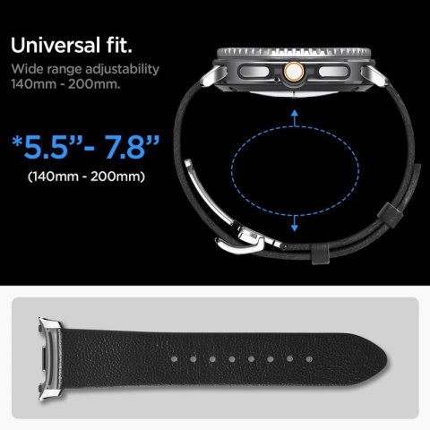 Spigen Enzo - Pasek z naturalnej skóry do Samsung Galaxy Watch 8 / 8 Classic 40 / 44 / 46 mm (Black) Spigen