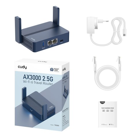 Cudy AX3000 router bezprzewodowy Gigabit Ethernet Niebieski CUDY