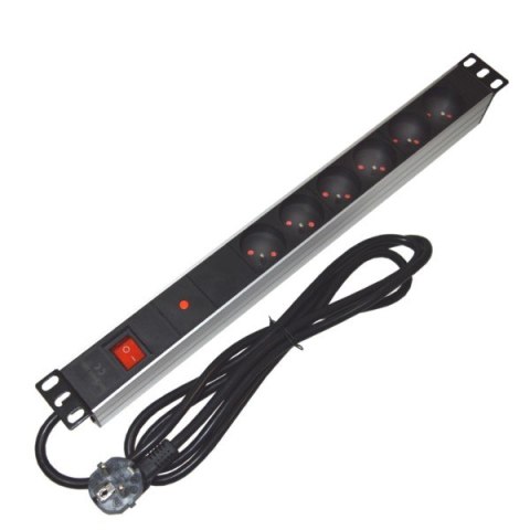 Listwa przepięciowa 1U 19" 6 gniazd wyłącznik