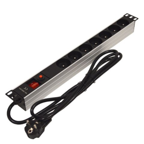 Listwa przepięciowa 1U 19" 7 gniazd wyłącznik