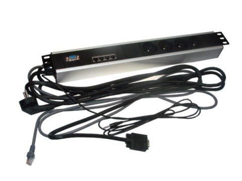 Listwa zasilająca 1,5U 19" 4 gniazda+4*RJ45+1*VGA+