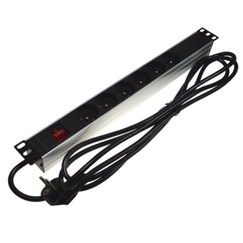 Listwa zasilająca 1U 19" 6 gniazd wyłącznik 3,0m