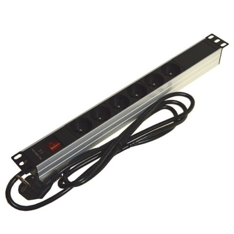 Listwa zasilająca 1U 19" 6 gniazd wyłącznik