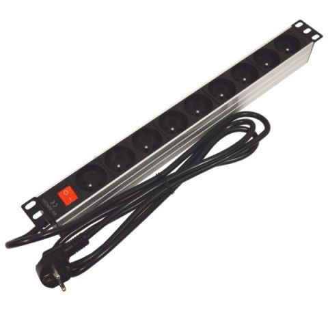 Listwa zasilająca 1U 19" 9 gniazd wyłącznik