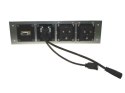 Media port Cova 2*230V 1*HDMI 1*VGA 1*USB srebrny