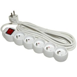 Przedłużacz 5 gniazd+wyłącznik 5m