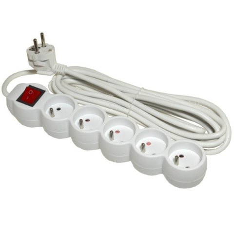 Przedłużacz 5 gniazd+wyłącznik 5m