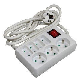 Przedłużacz 7 gniazd 3x okrągłe + 4x płaskie +wyłą