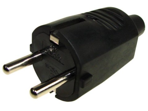 Wtyczka prosta rozbieralna Uni-Shuko gumowa czarna